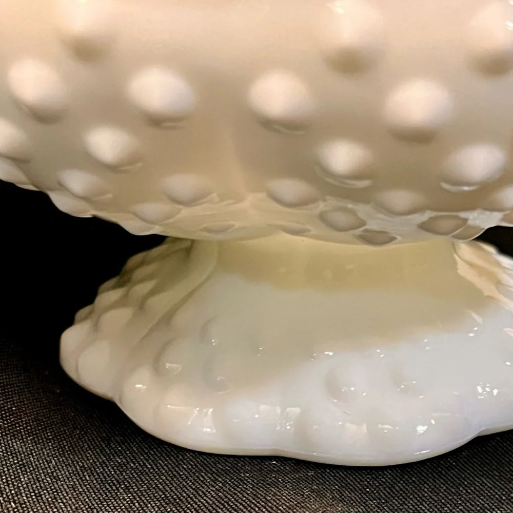 Fenton White Hobnail Milk Glass 6-Candle Holder Centerpiece Bowl Pedestal OG Tag